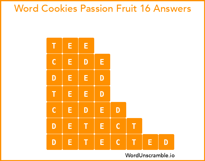 Word Cookies Passion Fruit 16 Answers