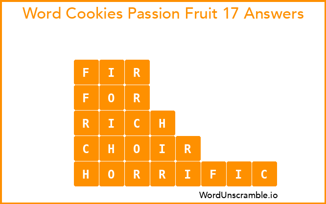 Word Cookies Passion Fruit 17 Answers
