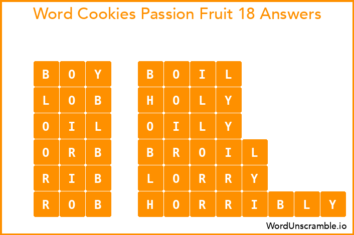 Word Cookies Passion Fruit 18 Answers
