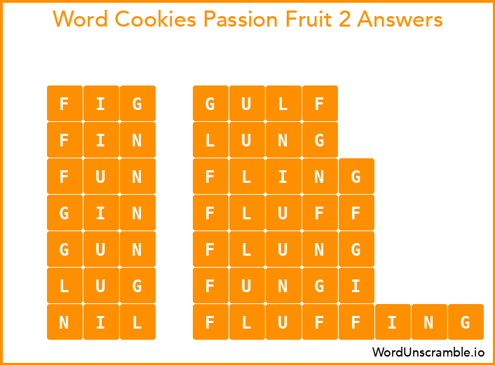 Word Cookies Passion Fruit 2 Answers