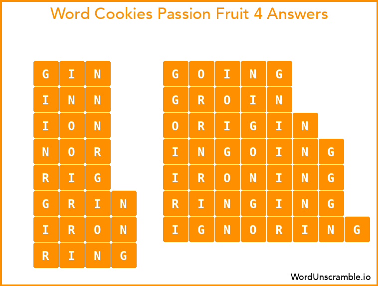 Word Cookies Passion Fruit 4 Answers