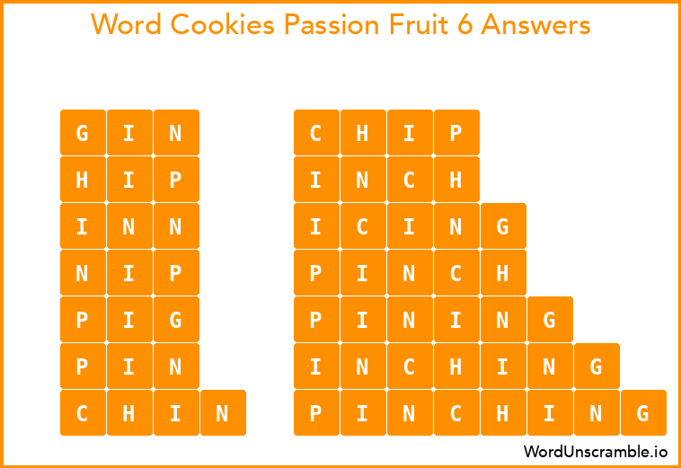 Word Cookies Passion Fruit 6 Answers
