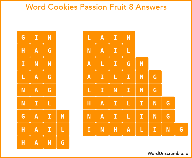 Word Cookies Passion Fruit 8 Answers