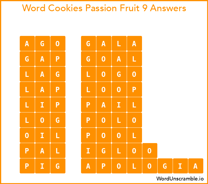 Word Cookies Passion Fruit 9 Answers