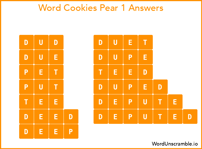 Word Cookies Pear 1 Answers