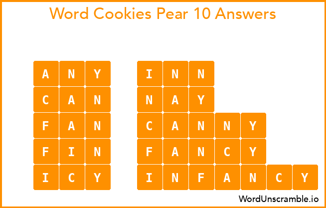 Word Cookies Pear 10 Answers