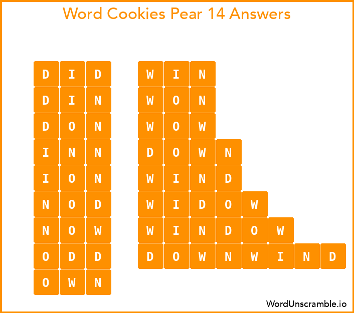 Word Cookies Pear 14 Answers