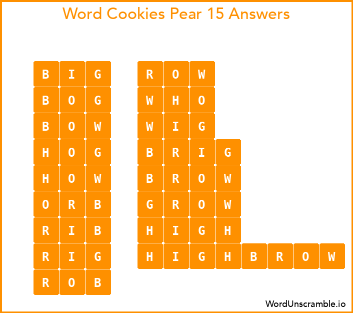 Word Cookies Pear 15 Answers