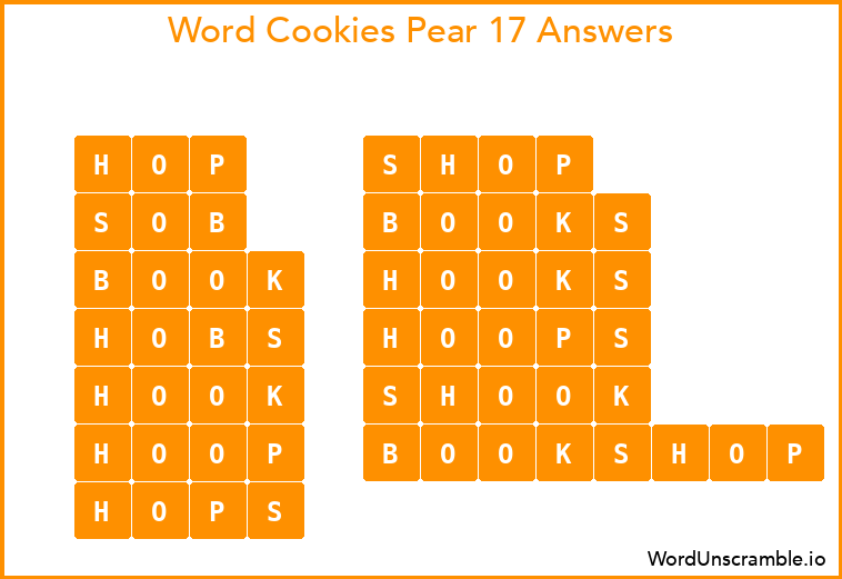 Word Cookies Pear 17 Answers