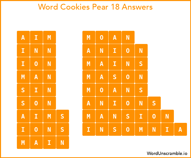 Word Cookies Pear 18 Answers