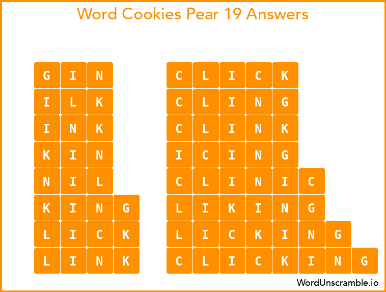 Word Cookies Pear 19 Answers