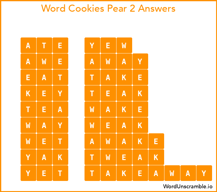 Word Cookies Pear 2 Answers