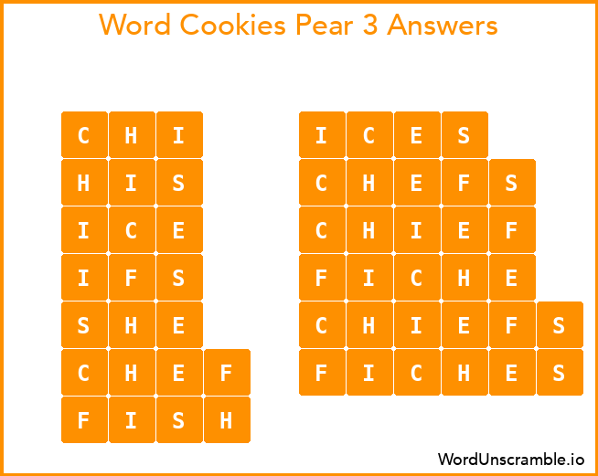 Word Cookies Pear 3 Answers
