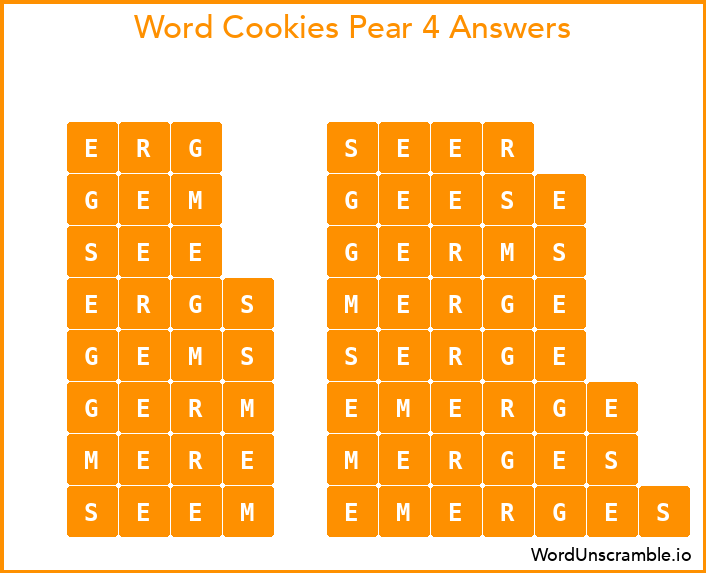 Word Cookies Pear 4 Answers