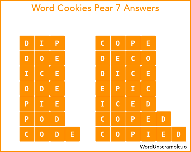 Word Cookies Pear 7 Answers