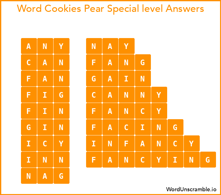 Word Cookies Pear Special level Answers