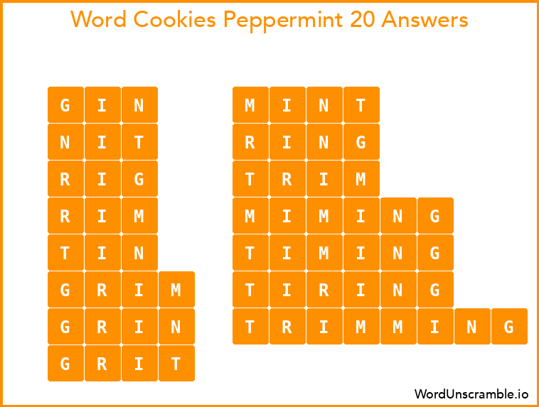 Word Cookies Peppermint 20 Answers