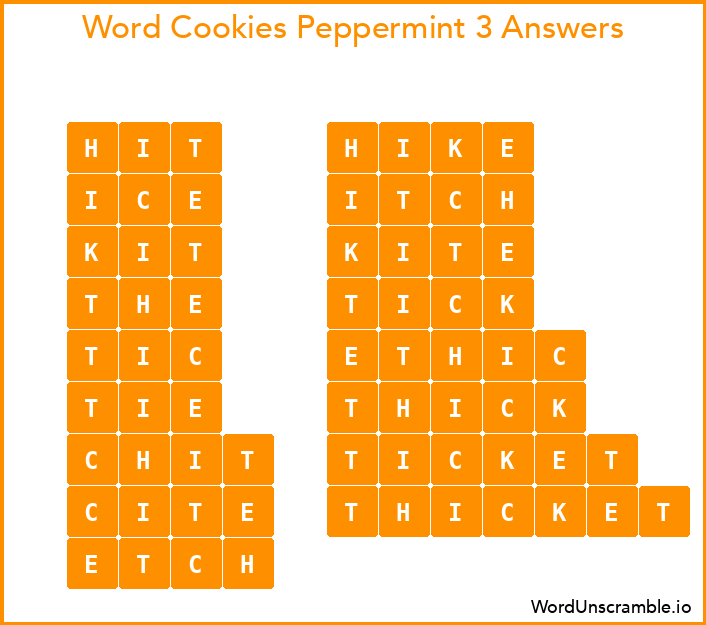 Word Cookies Peppermint 3 Answers