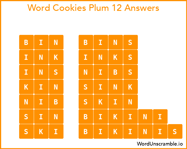 Word Cookies Plum 12 Answers