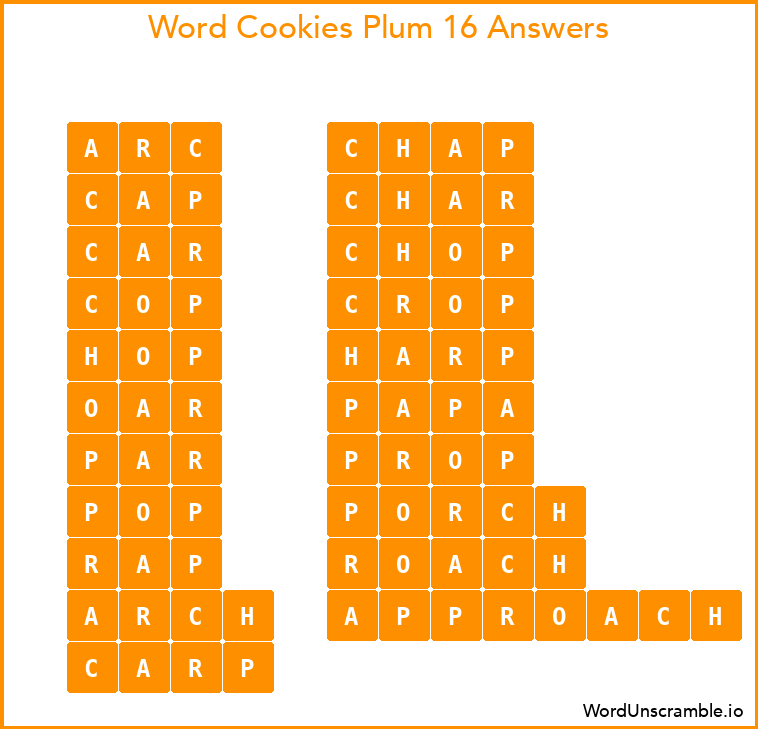 Word Cookies Plum 16 Answers