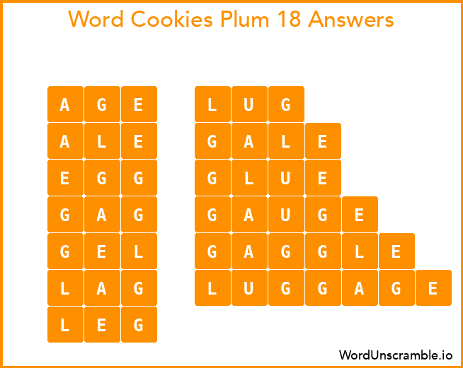 Word Cookies Plum 18 Answers