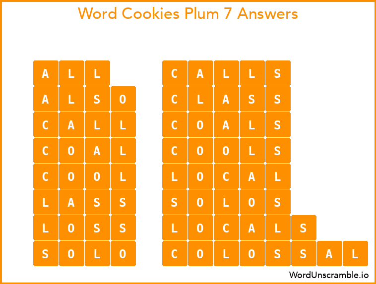 Word Cookies Plum 7 Answers