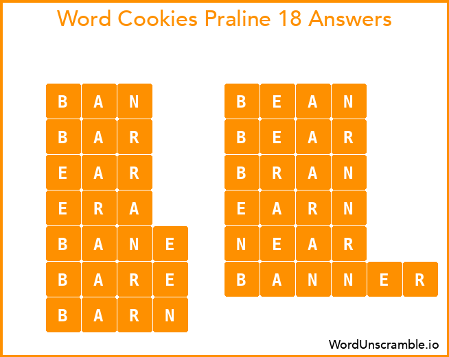 Word Cookies Praline 18 Answers