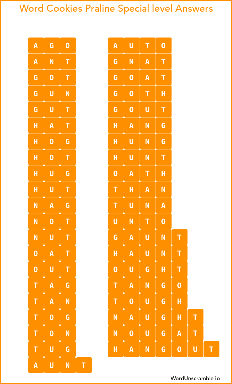 Word Cookies Praline Special level Answers