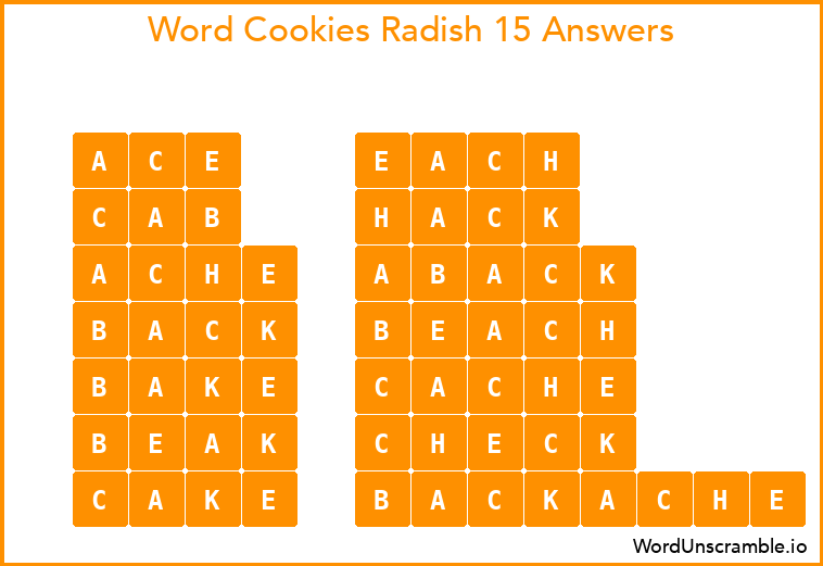 Word Cookies Radish 15 Answers