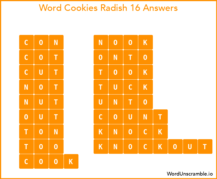 Word Cookies Radish 16 Answers
