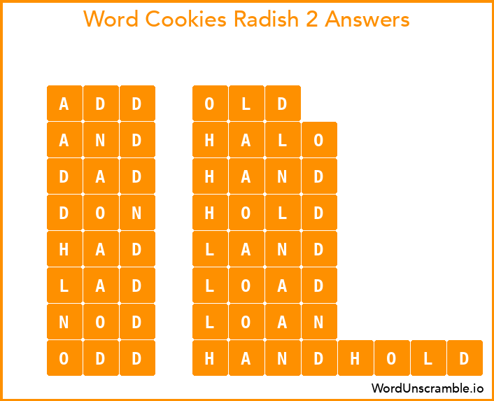 Word Cookies Radish 2 Answers