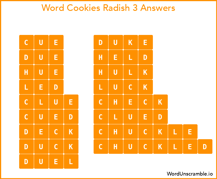Word Cookies Radish 3 Answers