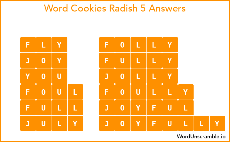Word Cookies Radish 5 Answers
