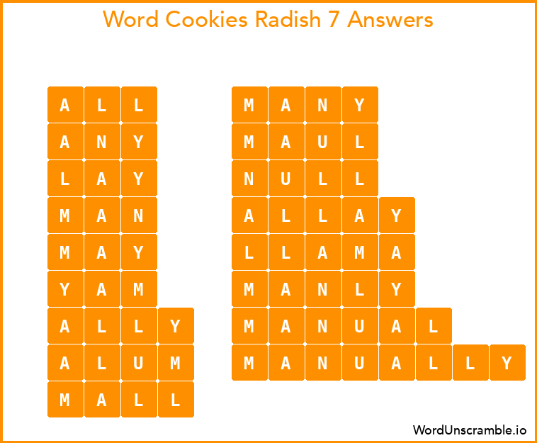 Word Cookies Radish 7 Answers