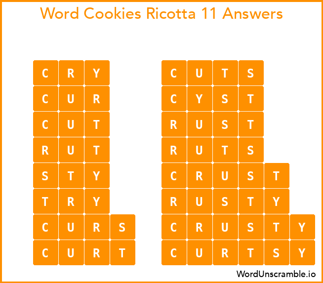 Word Cookies Ricotta 11 Answers