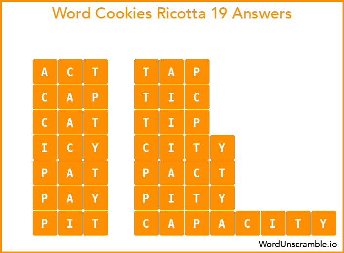 Word Cookies Ricotta 19 Answers