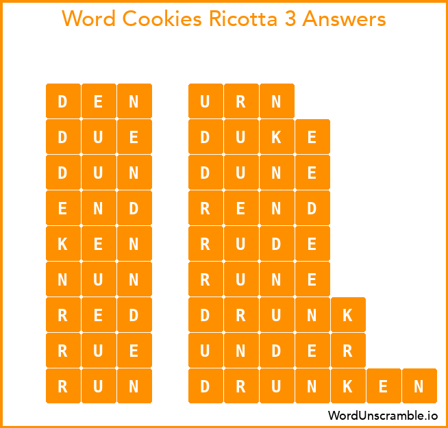 Word Cookies Ricotta 3 Answers