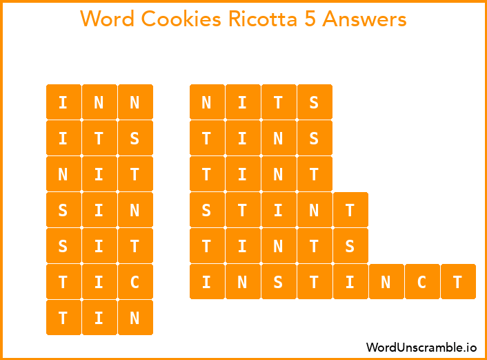 Word Cookies Ricotta 5 Answers