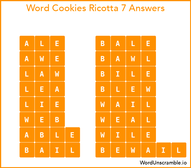 Word Cookies Ricotta 7 Answers