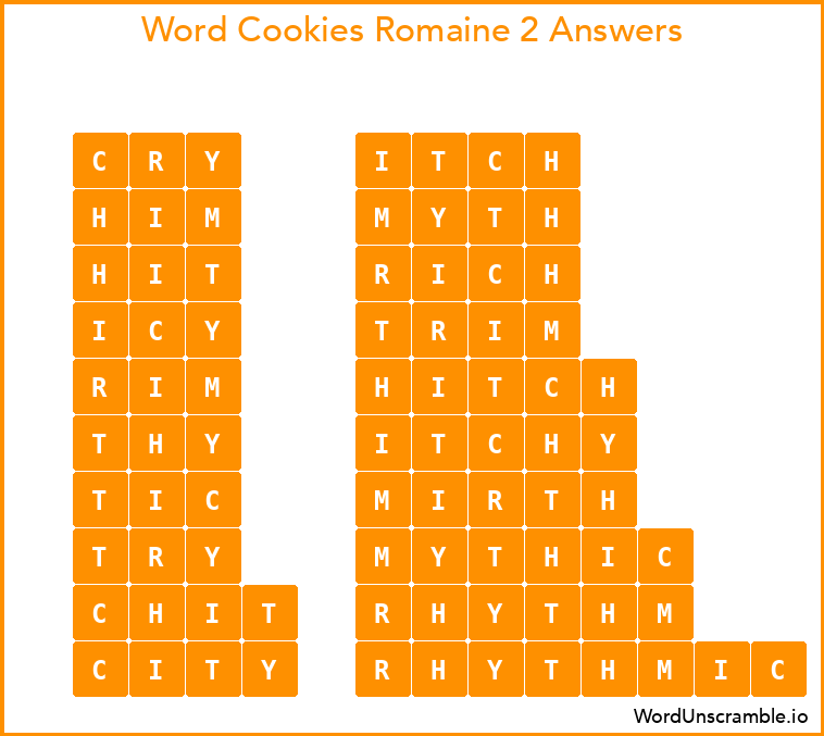 Word Cookies Romaine 2 Answers