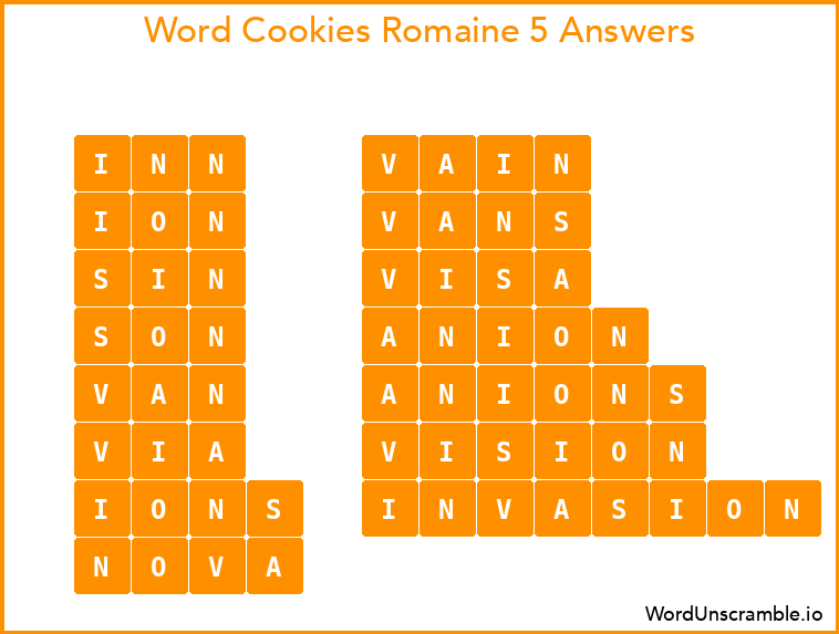 Word Cookies Romaine 5 Answers