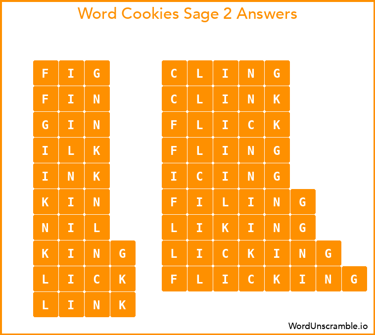 Word Cookies Sage 2 Answers
