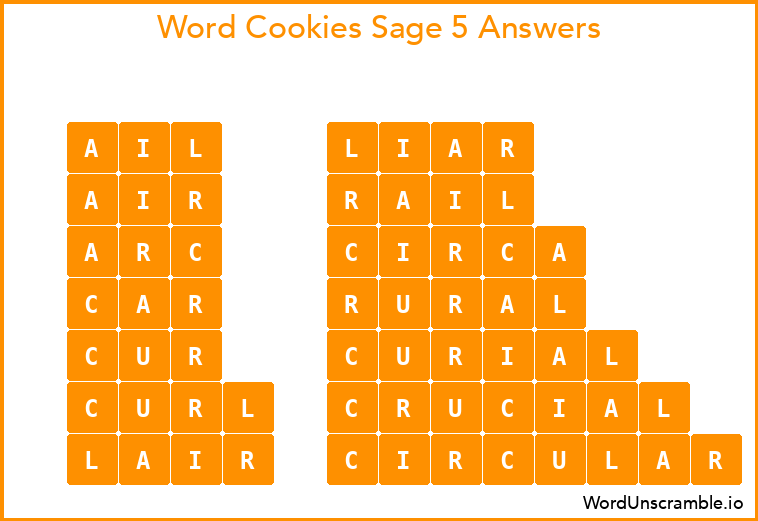 Word Cookies Sage 5 Answers