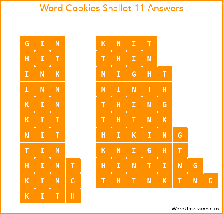Word Cookies Shallot 11 Answers