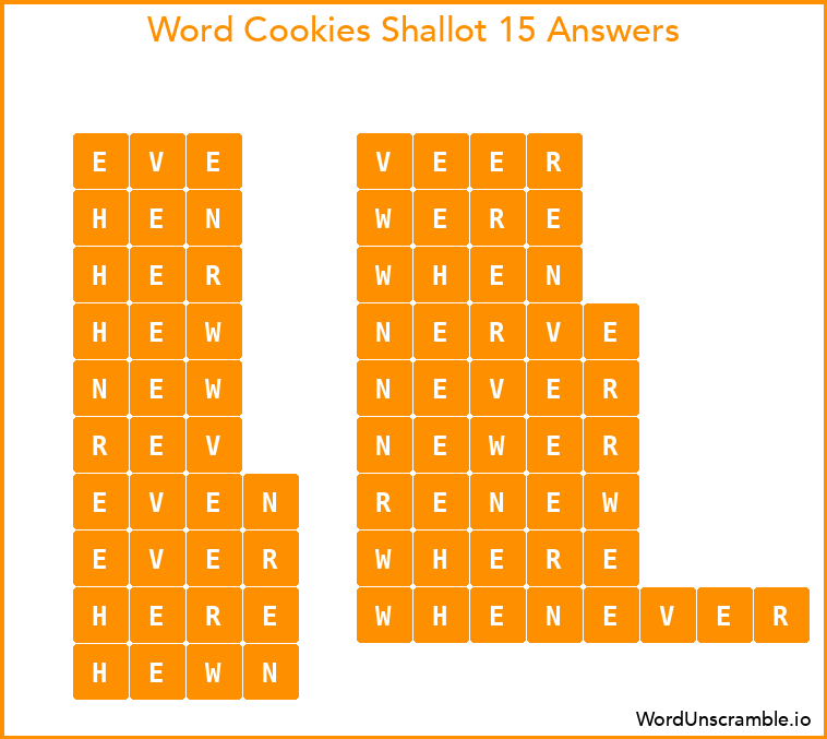Word Cookies Shallot 15 Answers