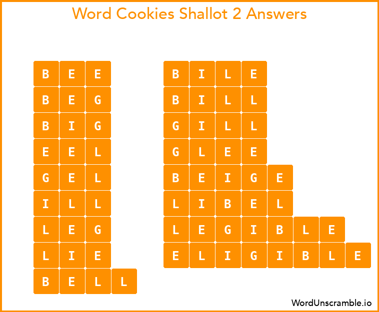 Word Cookies Shallot 2 Answers