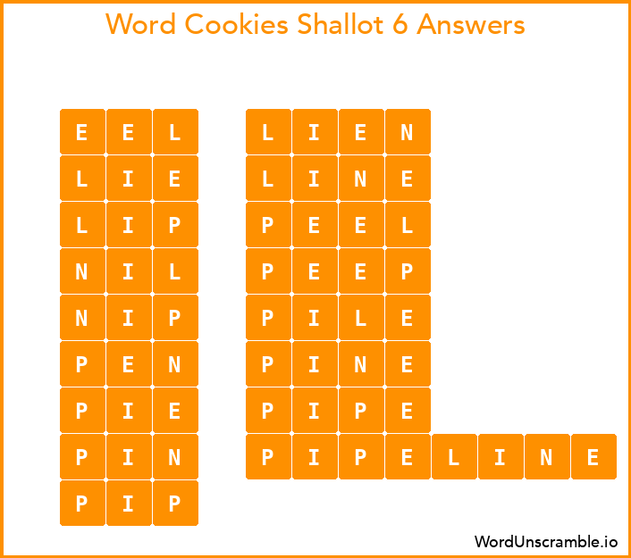 Word Cookies Shallot 6 Answers