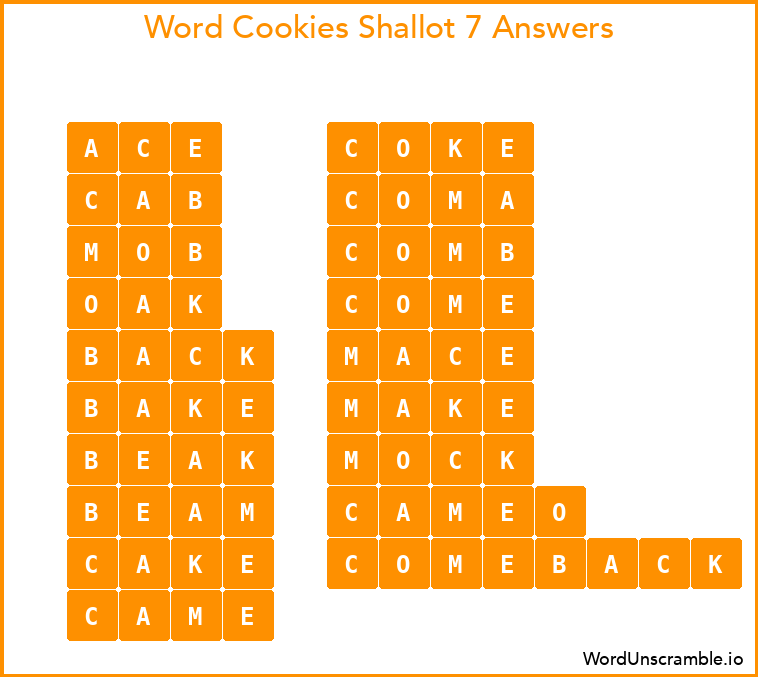Word Cookies Shallot 7 Answers