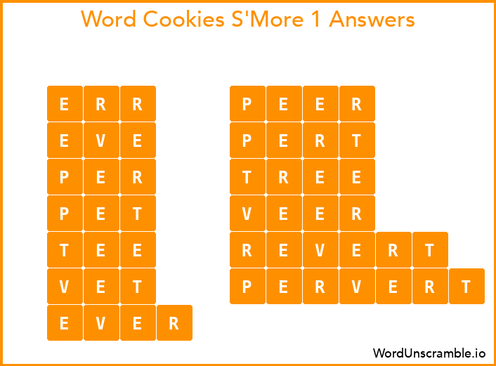 Word Cookies S'More 1 Answers