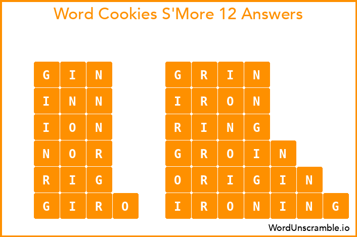 Word Cookies S'More 12 Answers